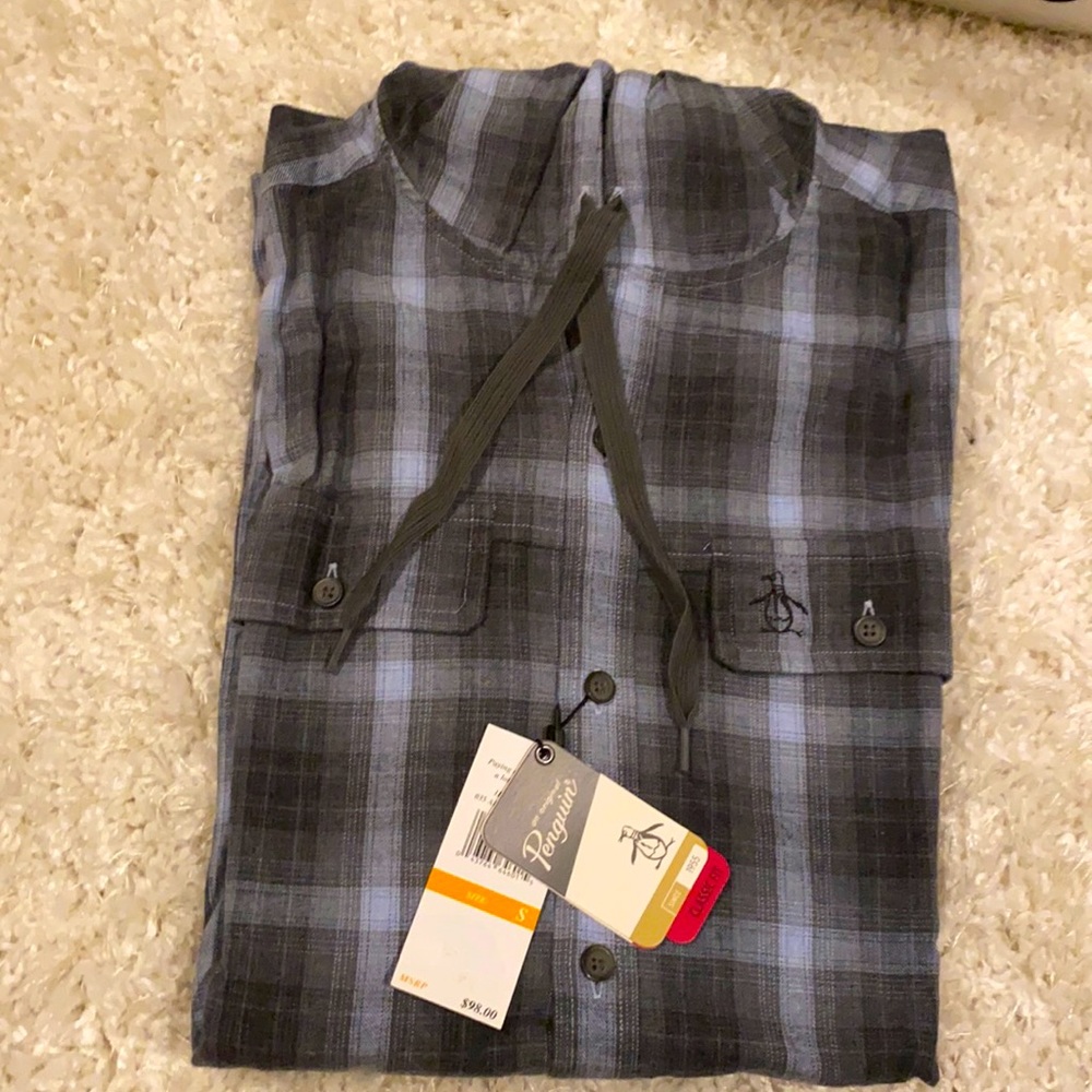 Penguin Plaid hoodie shirt S